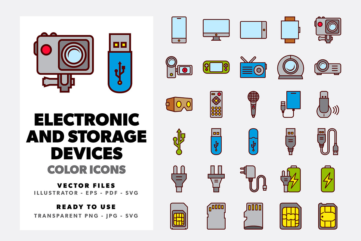 Electronic and Storage Devices in Icons - product preview 8