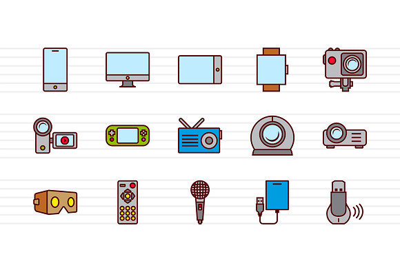 Electronic and Storage Devices in Icons - product preview 2