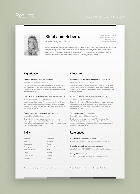 Professional Resume 1 Horizontal in Letter Templates - product preview 1
