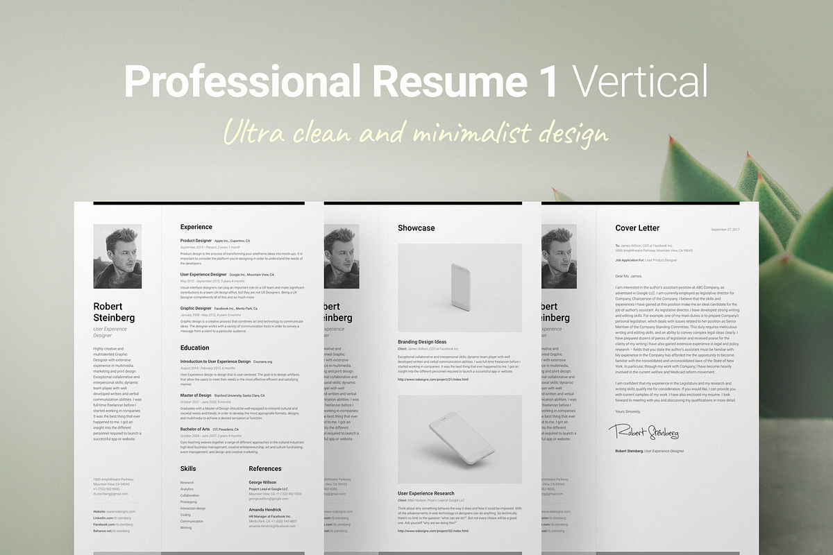 Professional Resume 1 Vertical in Letter Templates - product preview 8