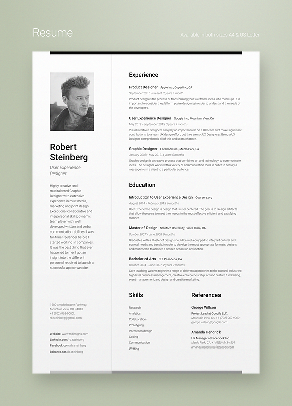 Professional Resume 1 Vertical in Letter Templates - product preview 1