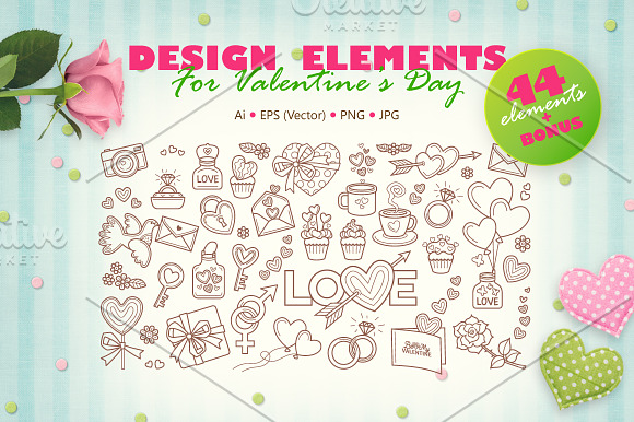 1. Vector Set For Valentines Day in Objects - product preview 4