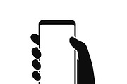 Hand holding smartphone icon
