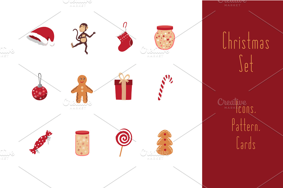 Monkey Christmas set of images. in Illustrations - product preview 8