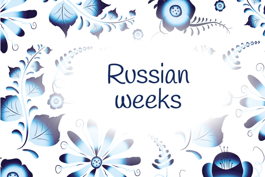 Russian weeks, banner with gzhel in Illustrations - product preview 8
