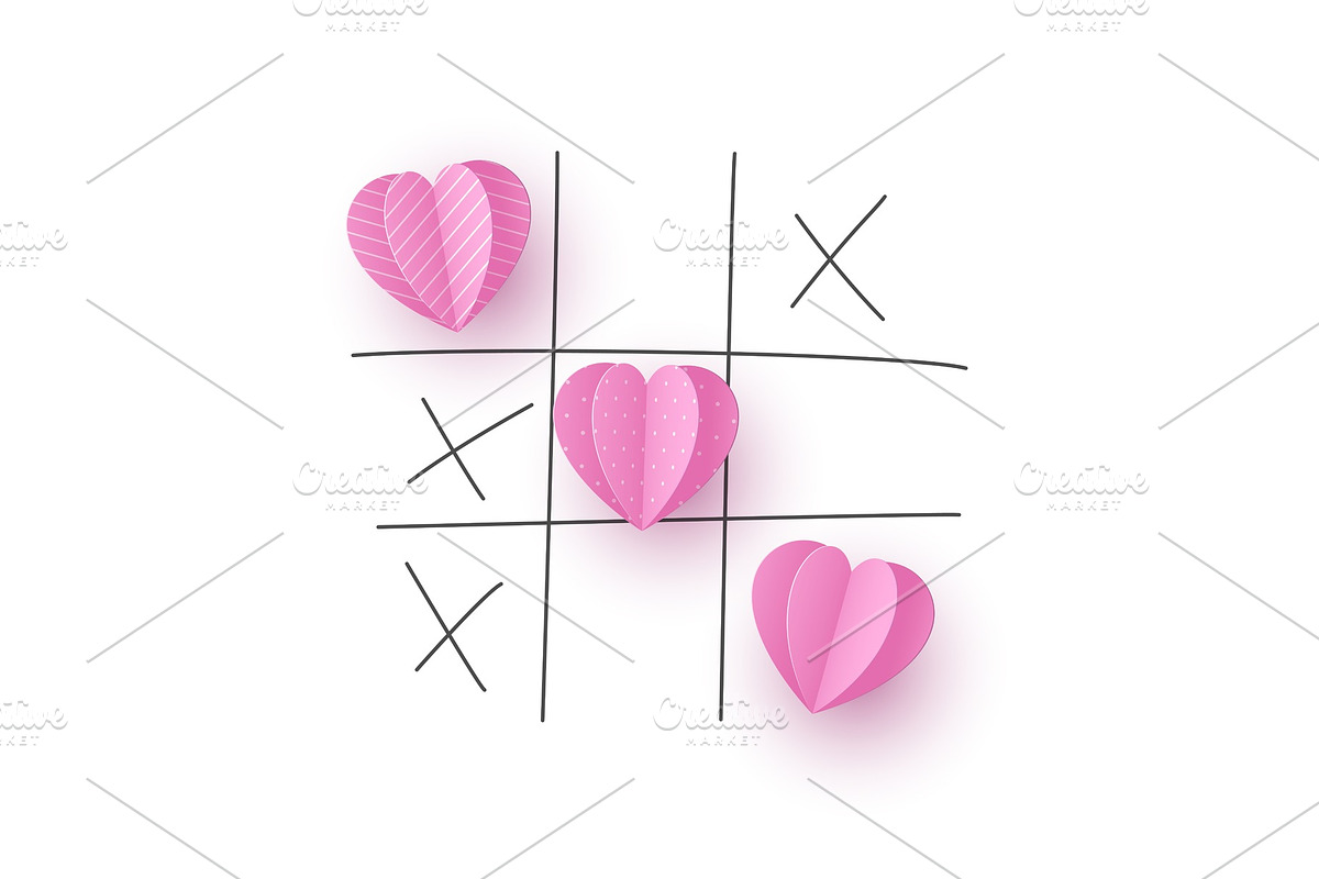 Valentines day concept. Tic tac toe in Objects - product preview 8