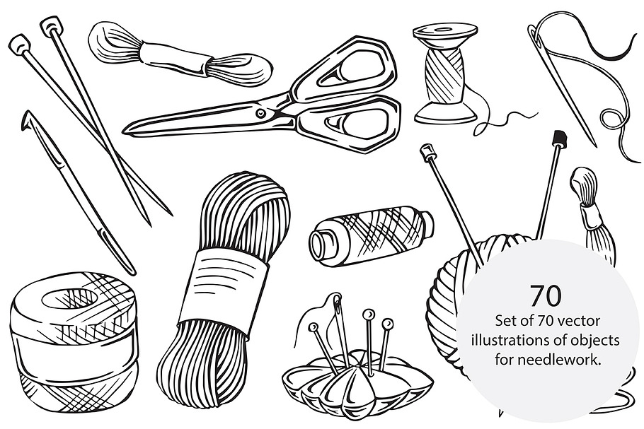Objects needlework in Illustrations - product preview 8