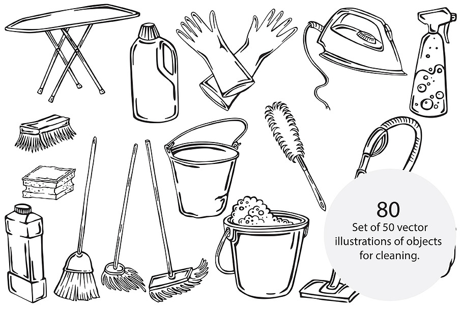 Cleaning tools in Illustrations - product preview 8