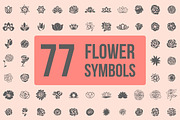 Pack of 77 decorative flower symbols