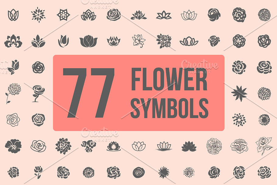 Pack of 77 decorative flower symbols in Flower Icons - product preview 8