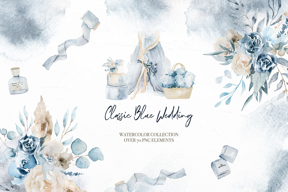 Classic Blue wedding collection in Illustrations - product preview 8