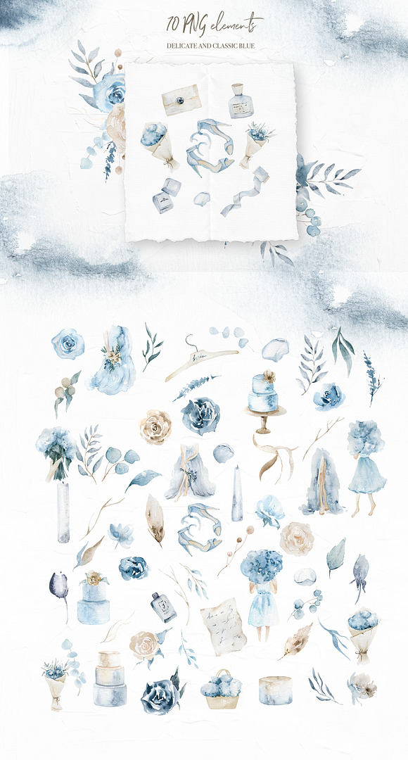 Classic Blue wedding collection in Illustrations - product preview 6
