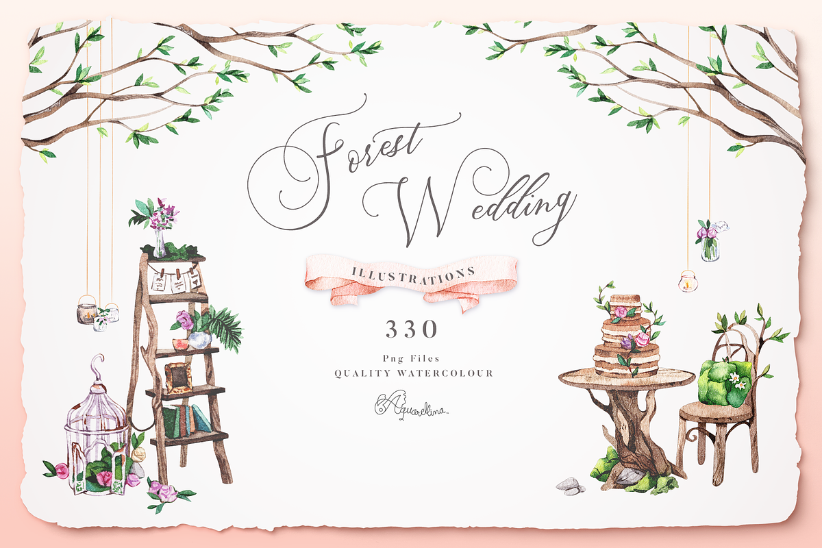 Forest Wedding Illustrations in Illustrations - product preview 8