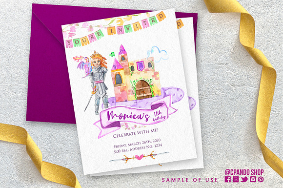 Warrior Princess watercolor clipart in Illustrations - product preview 2