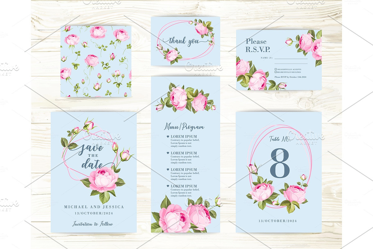 Vintage flowers templates set. in Illustrations - product preview 8
