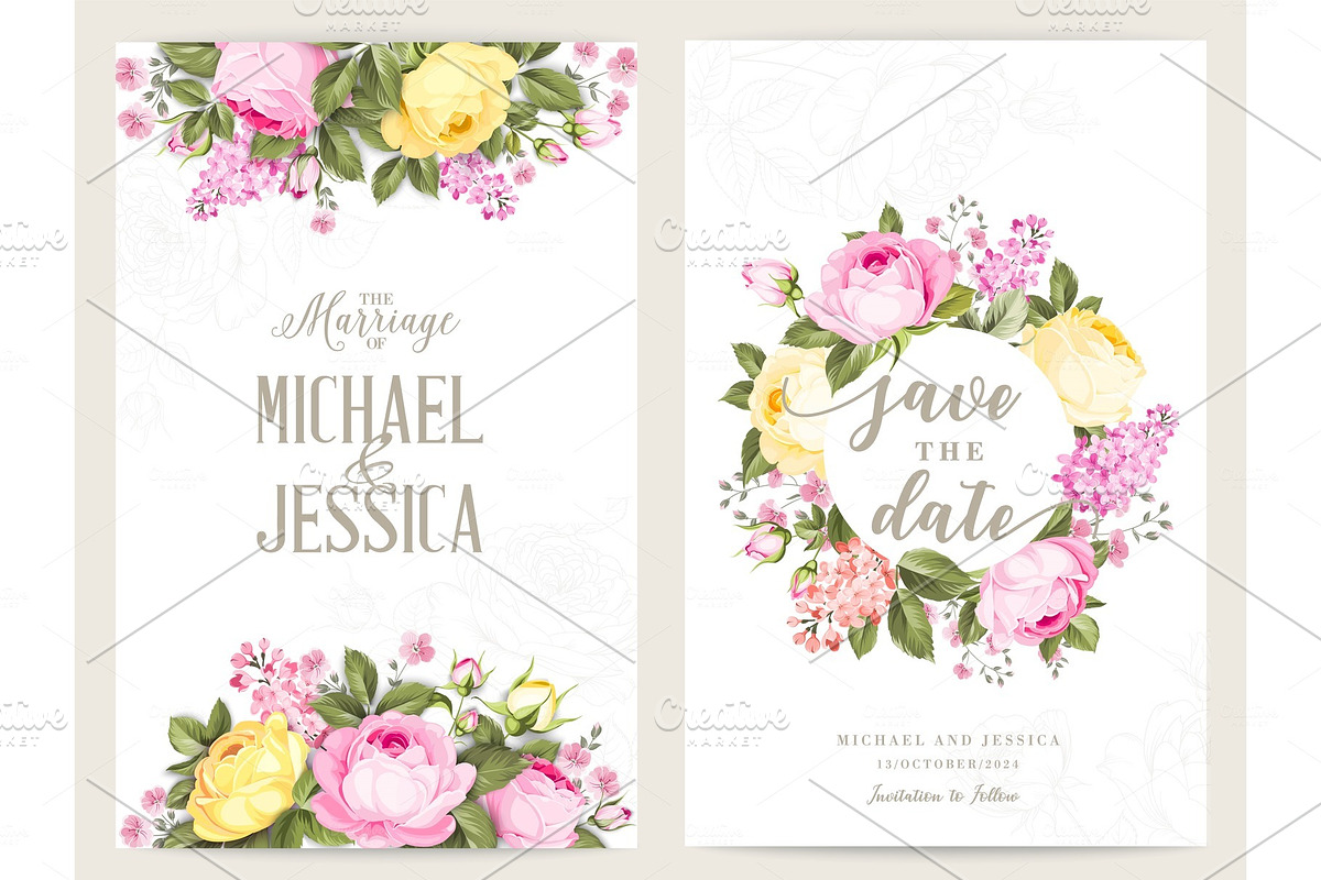 Save the date card with text place in Illustrations - product preview 8