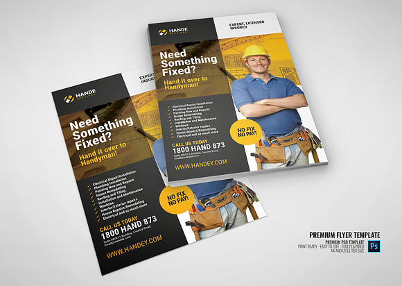 Handyman Services Flyer in Flyer Templates - product preview 2