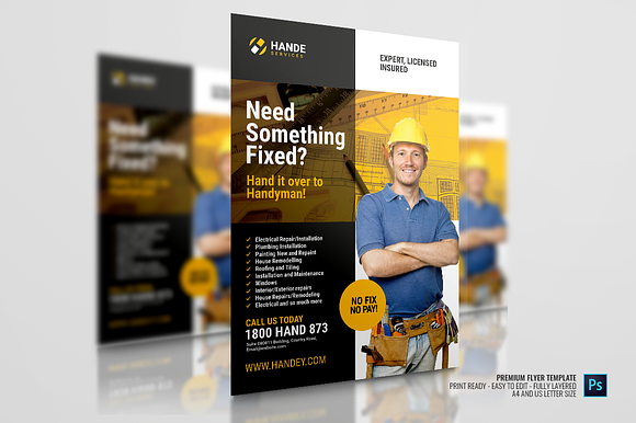 Handyman Services Flyer in Flyer Templates - product preview 3
