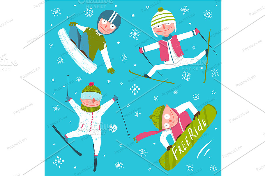 Ski Snowboard Snowflake Winter Sport in Illustrations - product preview 8