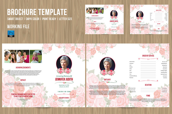Funeral Program Template-V232 in Brochure Templates - product preview 4