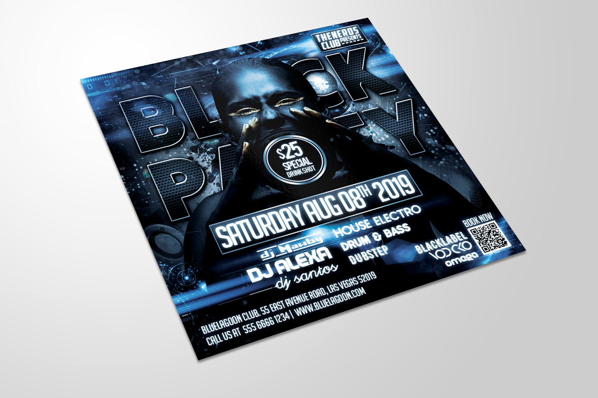 Black Party Flyer in Invitation Templates - product preview 8