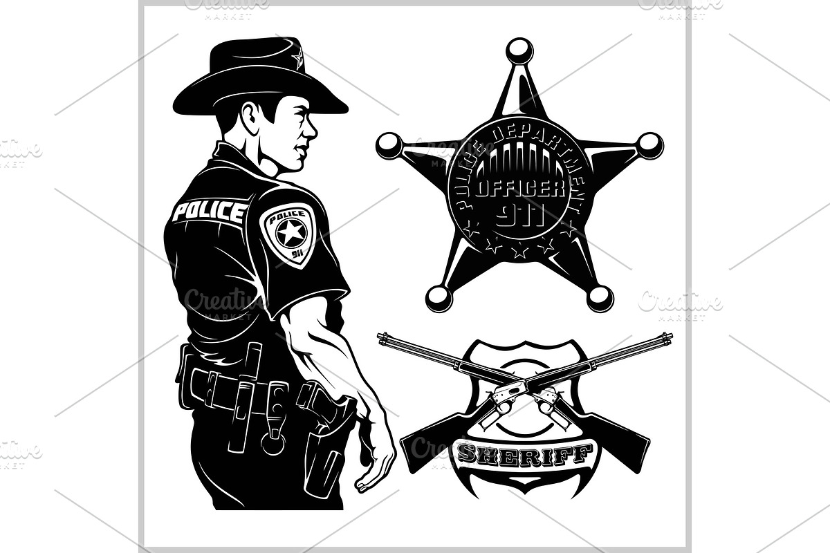 Sheriff Vector set - Design elements in Illustrations - product preview 8