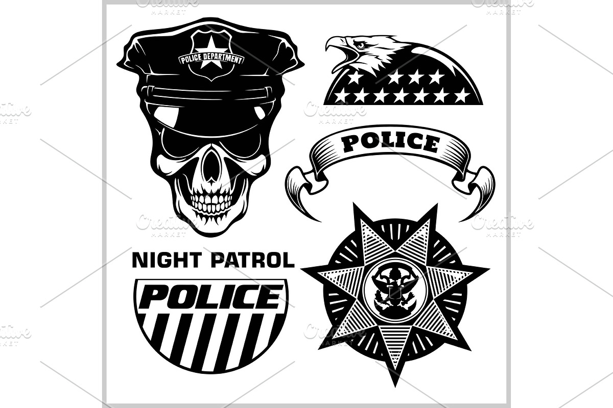 Police badges and design elements - in Objects - product preview 8