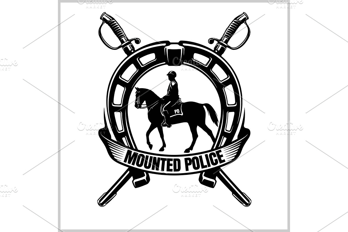 Mounted Police - Vector Police Badge in Illustrations - product preview 8