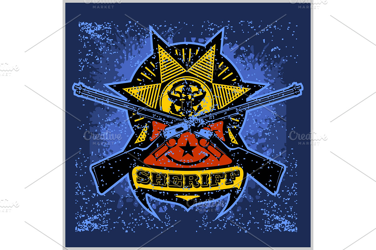 Sheriff Badge design with a ribbon in Illustrations - product preview 8