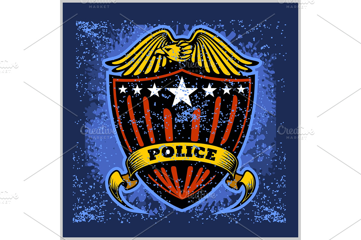 Vector Police Badge and Shield Label in Illustrations - product preview 8