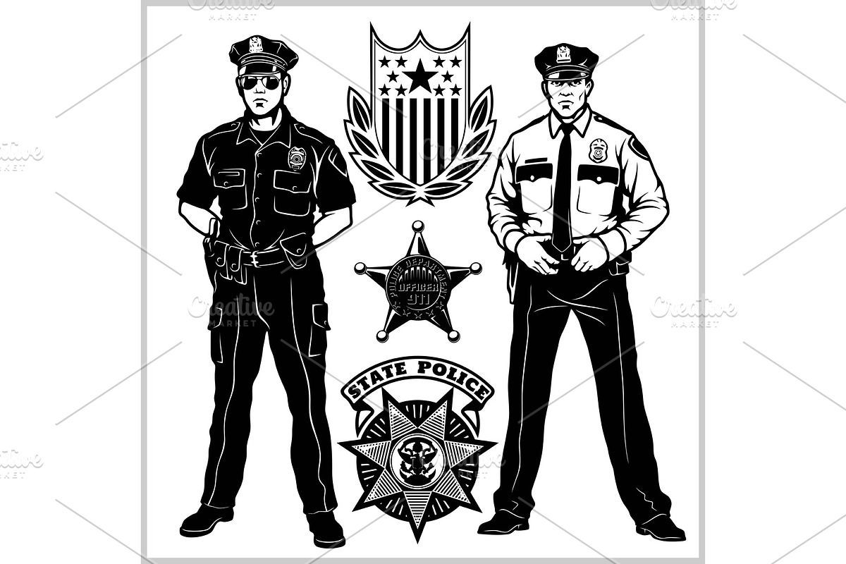 Police man - Vector set. Police in Illustrations - product preview 8