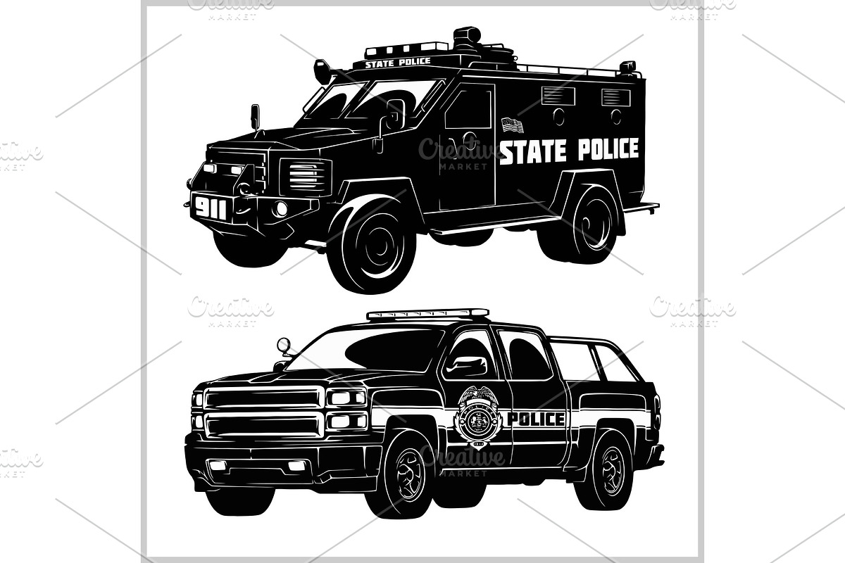 Special Police Cars - pickup truck in Illustrations - product preview 8