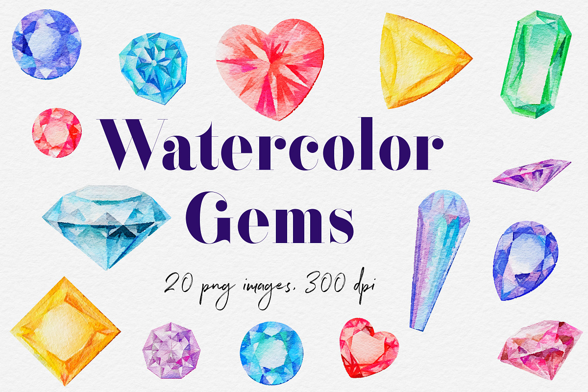 Watercolor Gemstone Clipart in Graphics - product preview 8