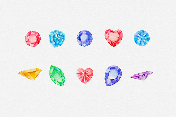 Watercolor Gemstone Clipart in Graphics - product preview 1