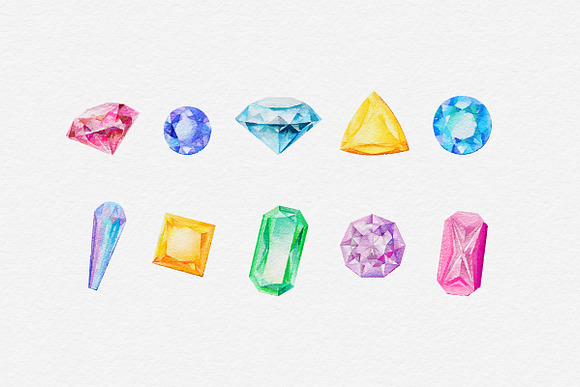 Watercolor Gemstone Clipart in Graphics - product preview 2