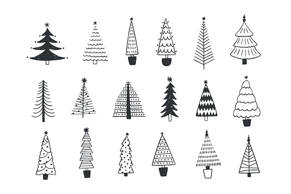 Christmas trees set in Illustrations - product preview 1