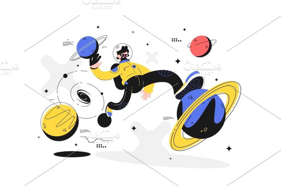 Astronaut space walking in Illustrations - product preview 8