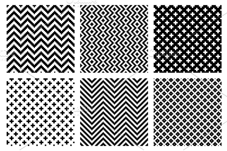 6 Monochrome vector patterns in Patterns - product preview 8