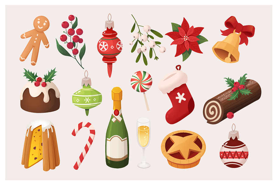 Set of vector Christmas decorations