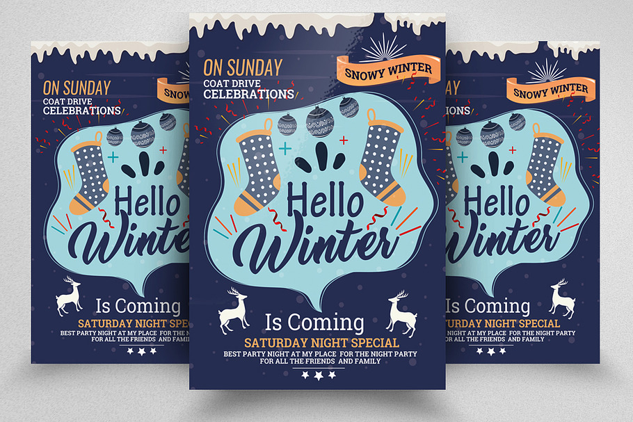 Hello Winter Season Flyer Template