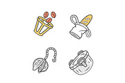 Zero waste kitchen accessories icons