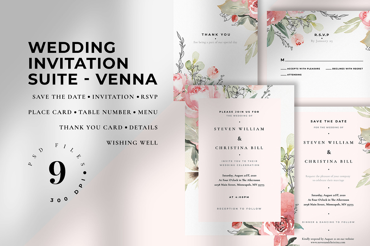 Wedding Invitation Suite - Venna in Wedding Templates - product preview 8