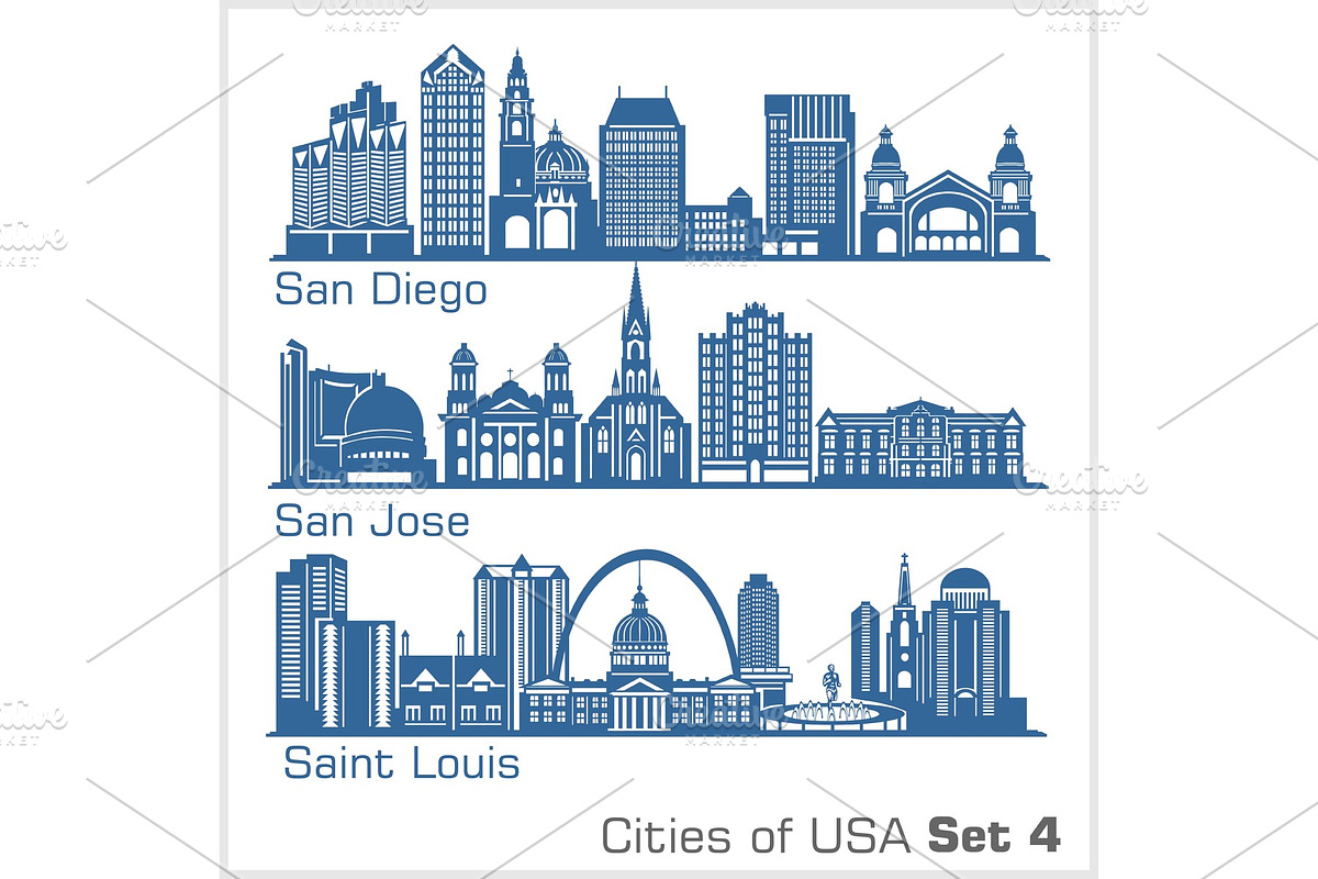 Cities of USA - San Diego, San Jose in Illustrations - product preview 8