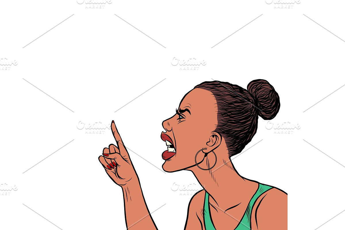 Angry African woman threatens finger in Illustrations - product preview 8