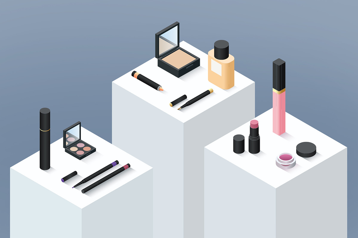 Isometric set with cosmetics item in Objects - product preview 8