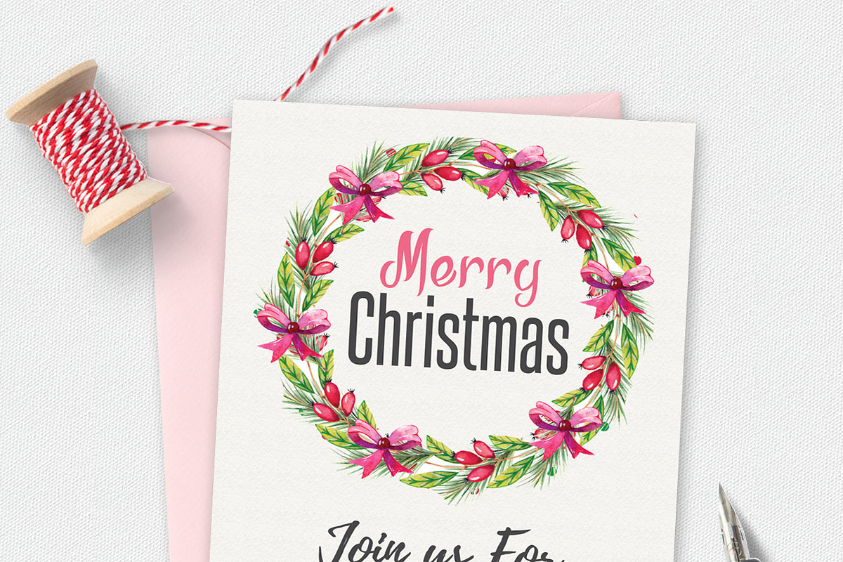 Watercolor Merry Christmas Card in Card Templates - product preview 8