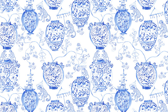Chinoiserie "Vases" - Seamless in Patterns - product preview 2