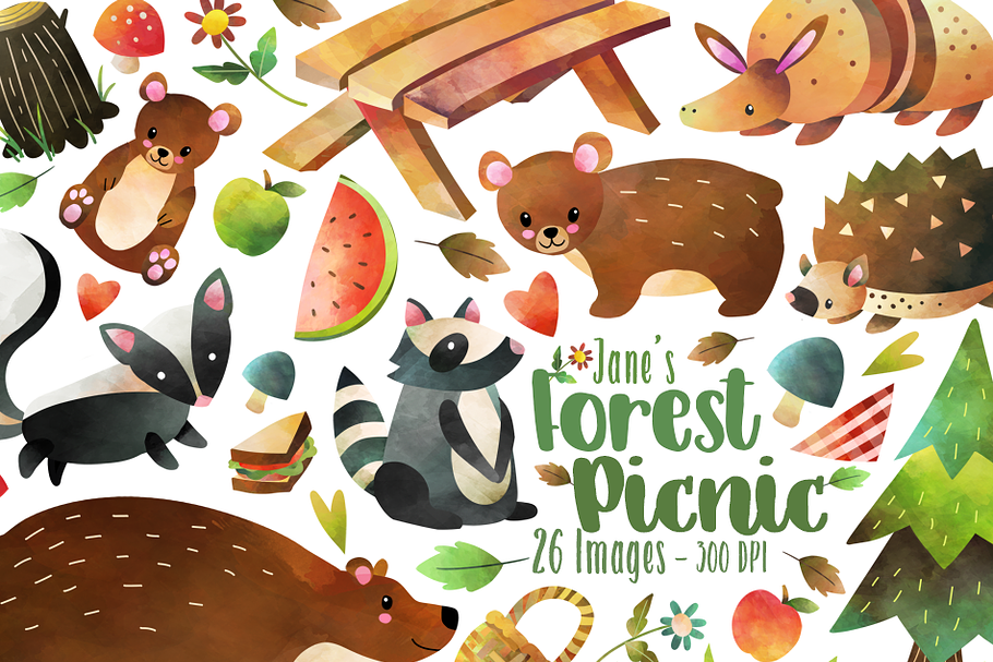 Forest Animals Picnic Clipart