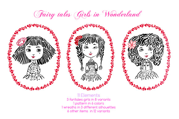 Fairy tales girls in wonderland set in Patterns - product preview 4