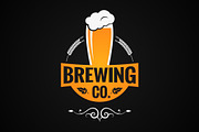 Beer Glass Logo. Brewing Company.